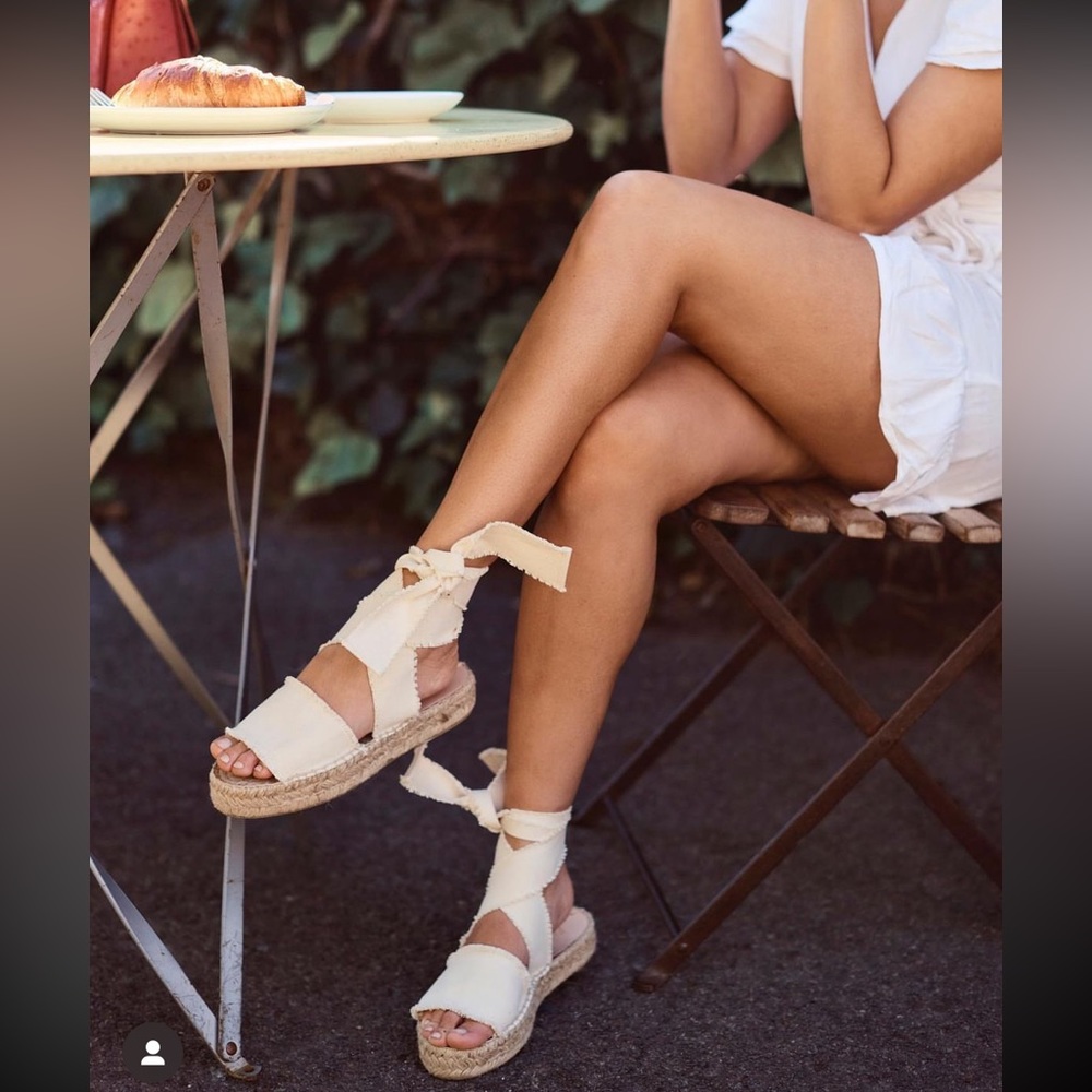 NWOT Espadril. Spain Handmade Platform Espadrille Wrap Ankle Ivory Mimi 39 8